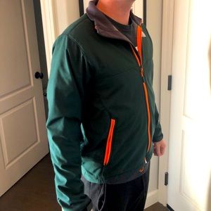 The North Face green and orange soft shell jacket